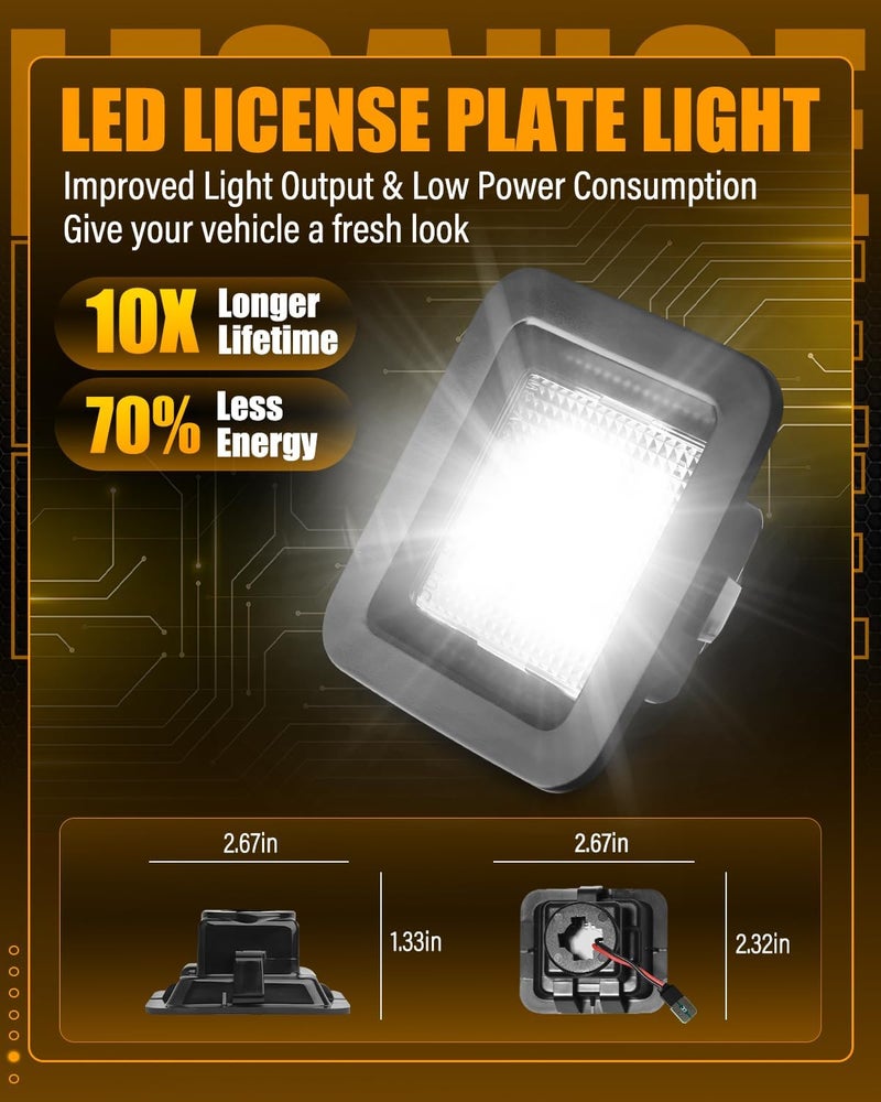 LESAUCE أضواء لوحة الترخيص LED لسيارة فورد F-150 من 2015-2020 2021 2022، أضواء علامة LED لسيارة رابتور من 2017-2020، 6000K أبيض، توصيل وتشغيل، 2PCS - Image 3